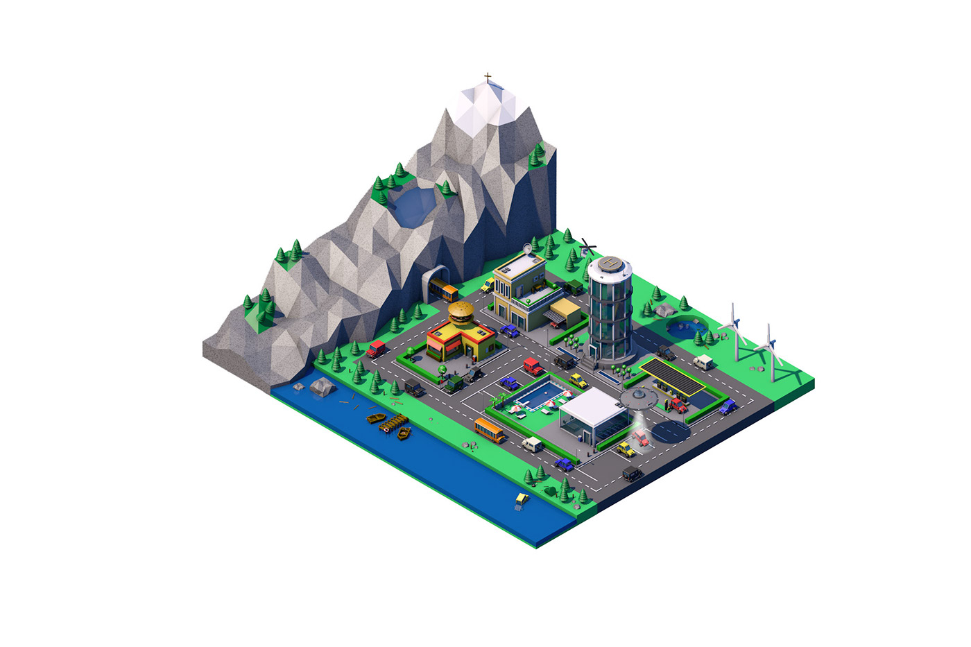 3D LOW poly Isometric toy Render LEGO Game Art lowpoly c4d