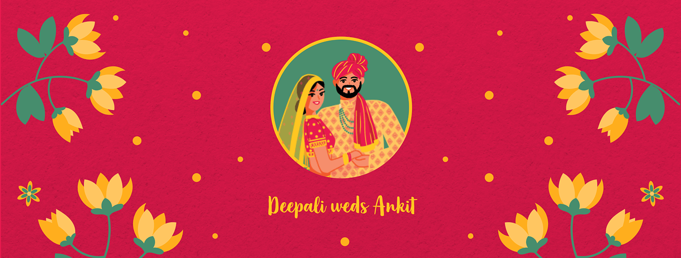 card Character design graphic ILLUSTRATION  Invitation marriage shaadi wedding indian