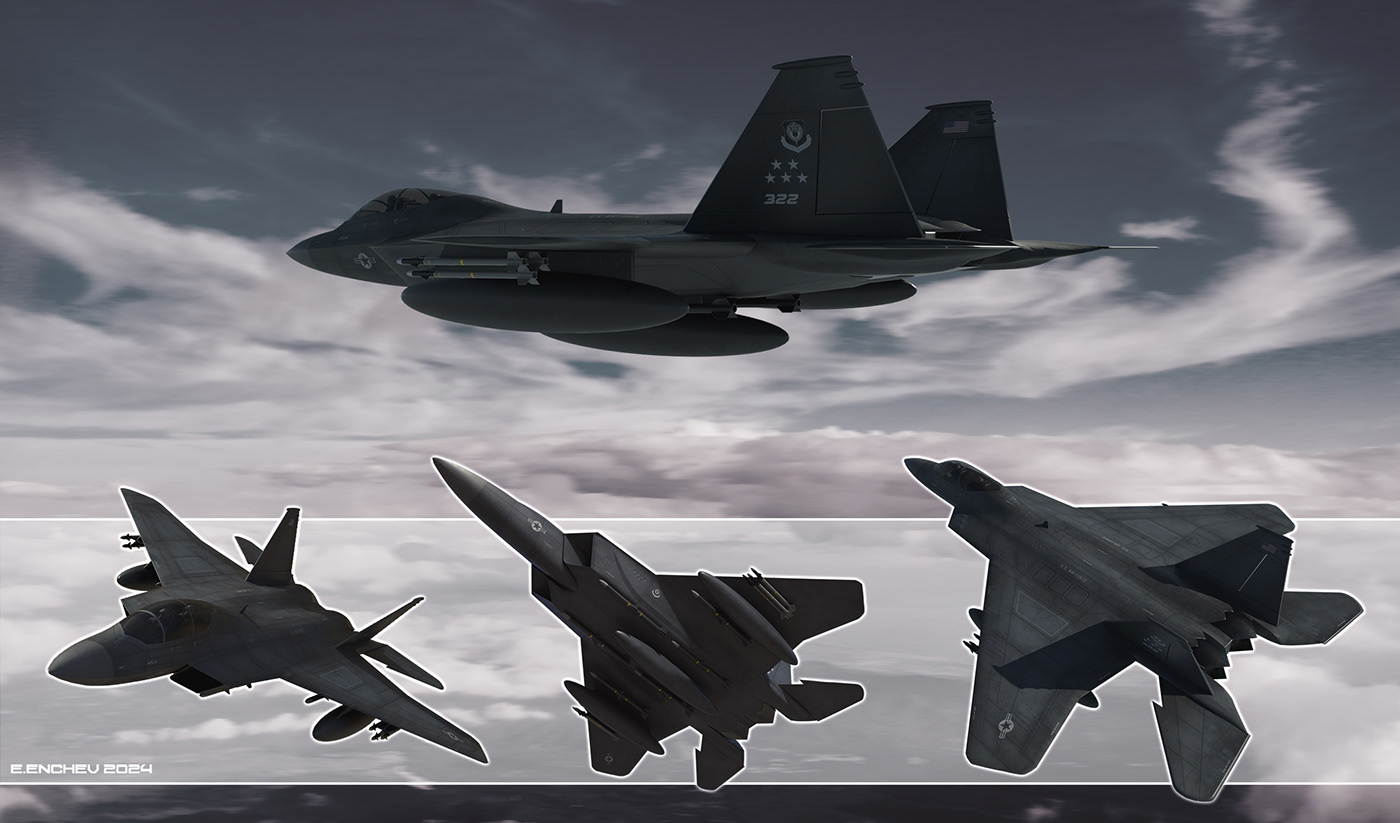 f15 Aircraft stealth Military airplane aviation airforce Weapon F22 mix