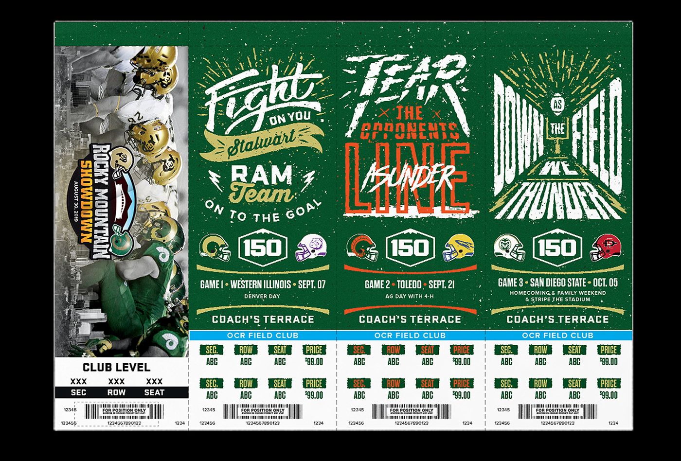 Colorado State football sports tickets typography   print poster season tickets Under Armour college