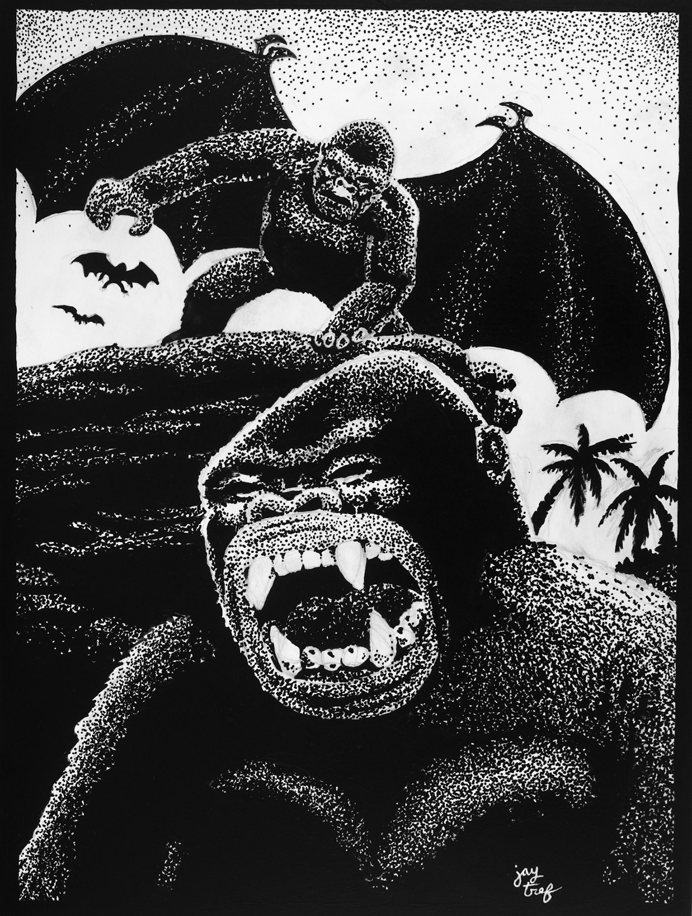 Trefethen jay jaytref painting   Drawing  vampire gorilla ape glow fantasy