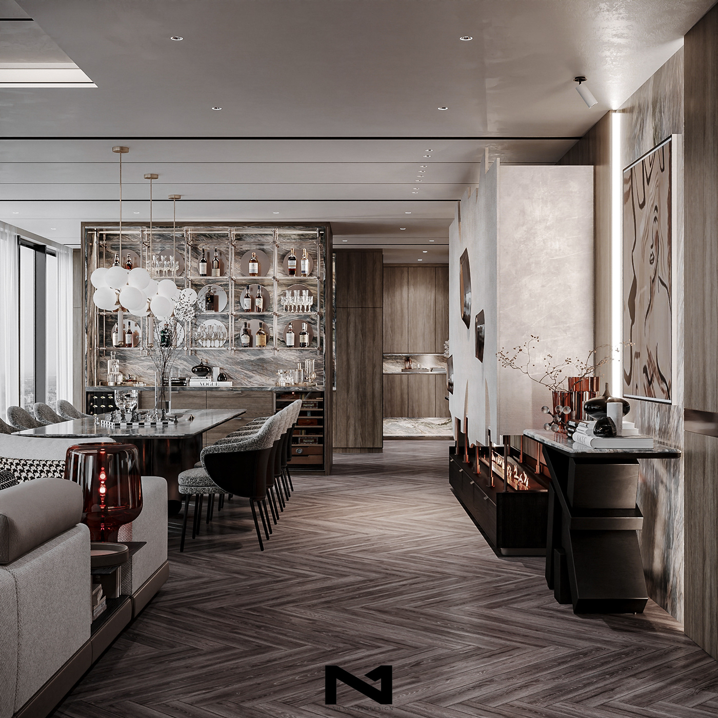 apartment Interior interior design  living room minimalist Minotti modern penthouse Penthouse design visualization