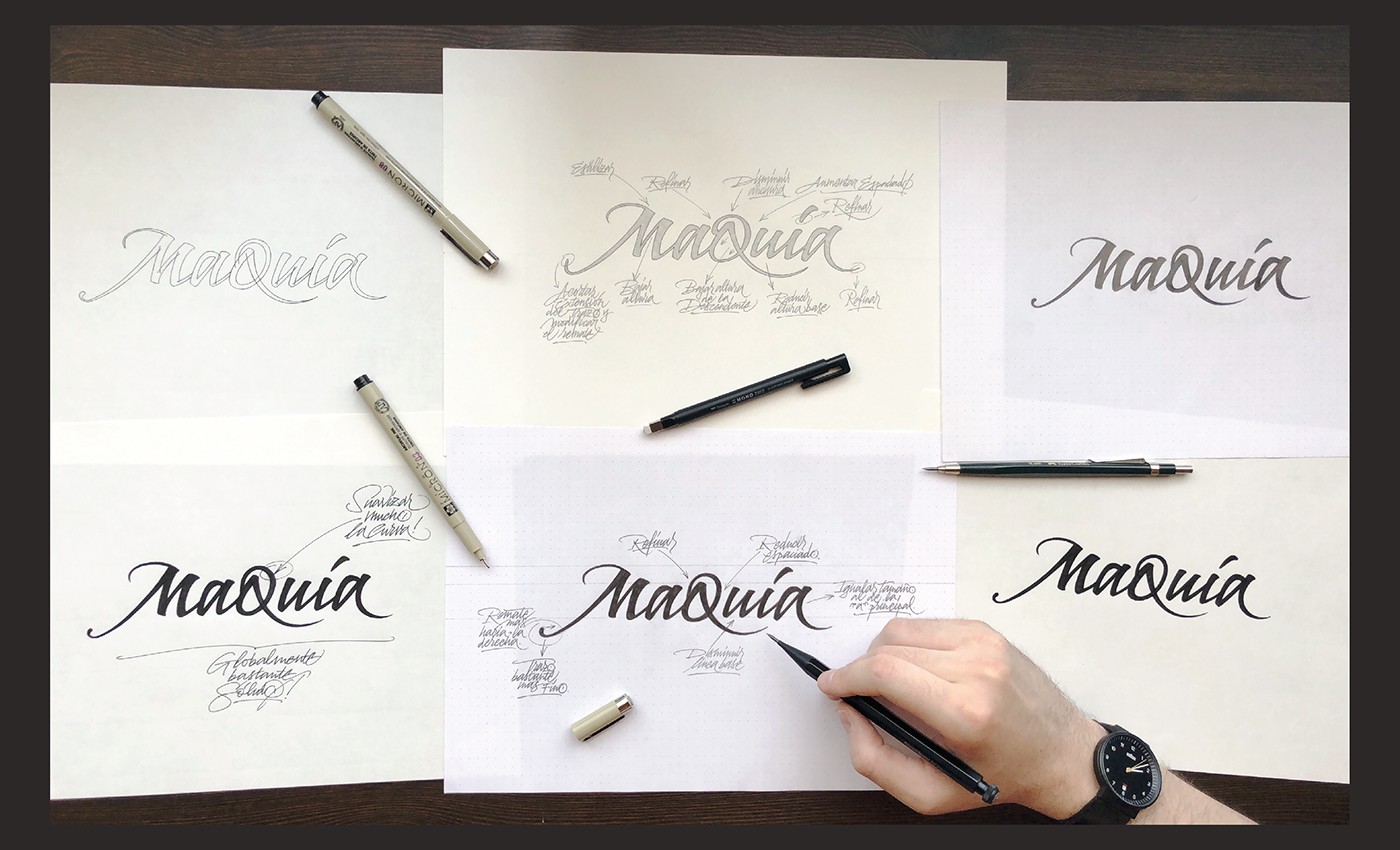 lettering Calligraphy   ruling pen branding  brand restaurant brasserie handmade Handlettering Logotype