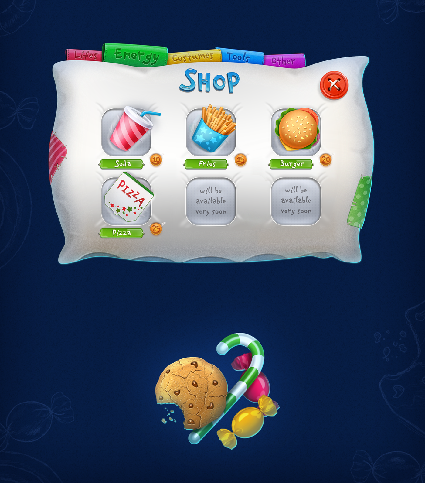 game ui runner Candy cute sweet icons pillow dreams