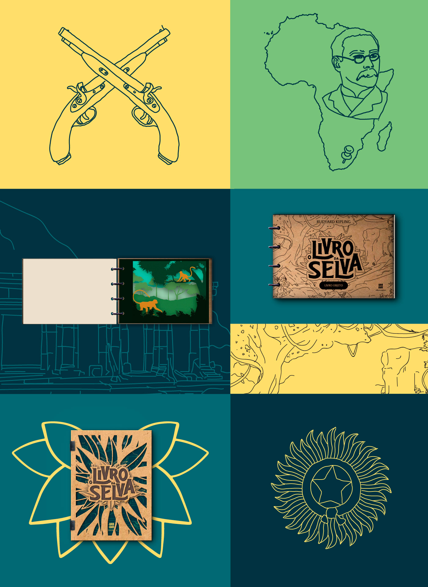 box criação design gráfico Livro Livro da selva selva