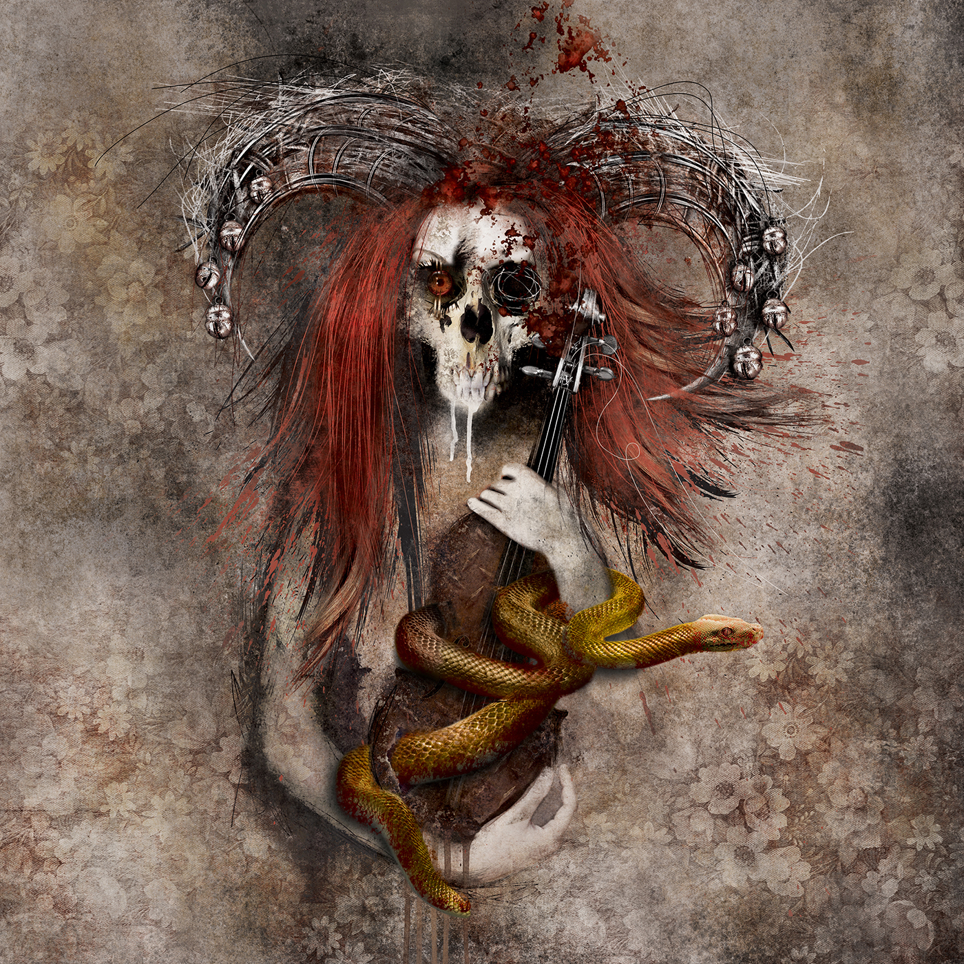 skull madonna jester snake goth Violin