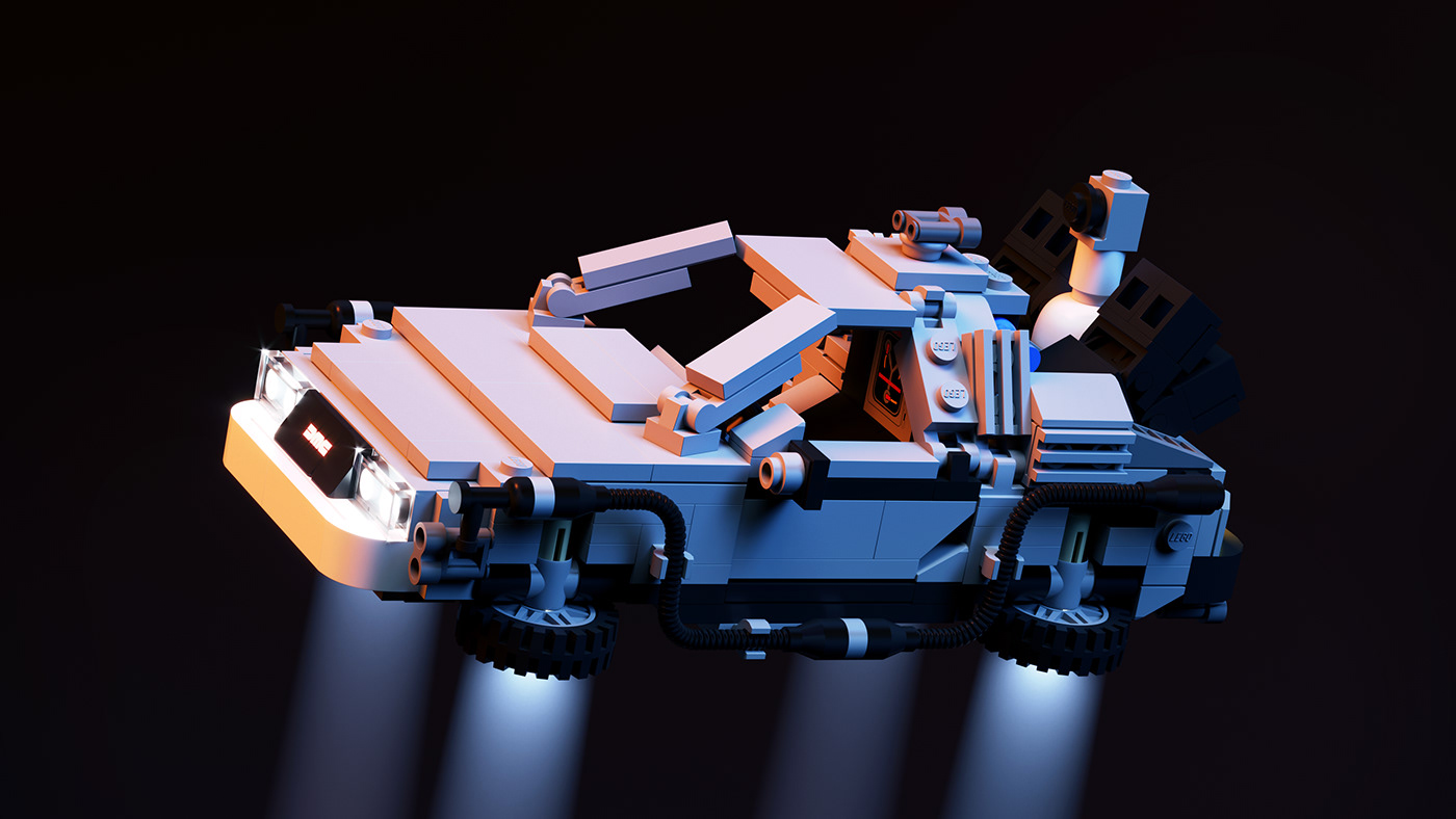80's CGI DeLorean Ecto 1 kitt LEGO Render Spaceballs Stranger Things