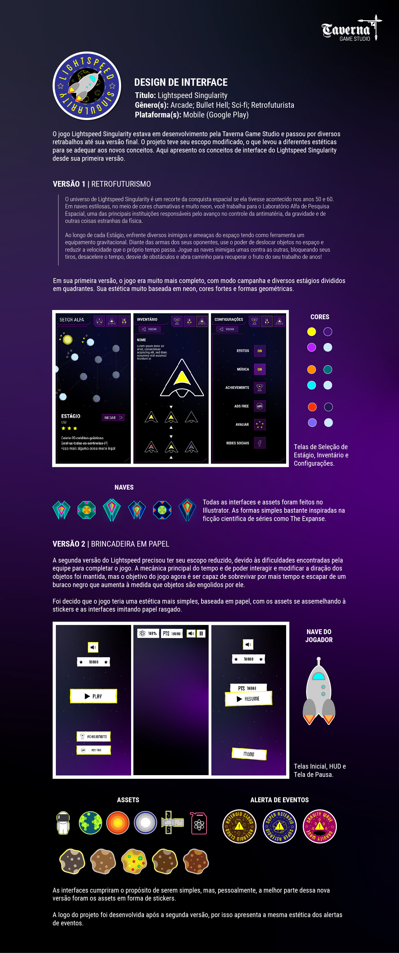 design de interfaces Interfaces para Jogos jogos mobile lightspeed singularity LS taverna taverna game studio