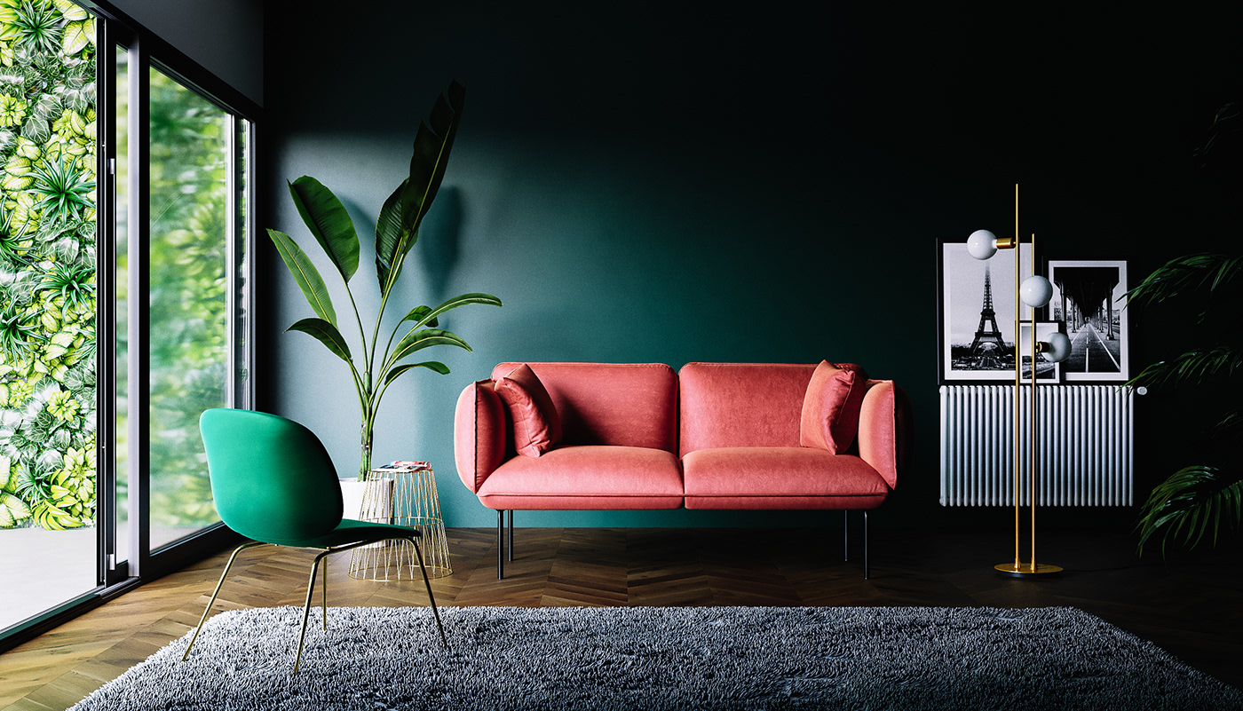 Render 3dmodel livingroom corona sofa fancy 3D