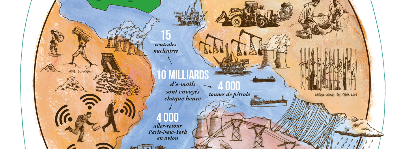 ILLUSTRATION  journal Infographie Carte mondes map Drawing  gravure
