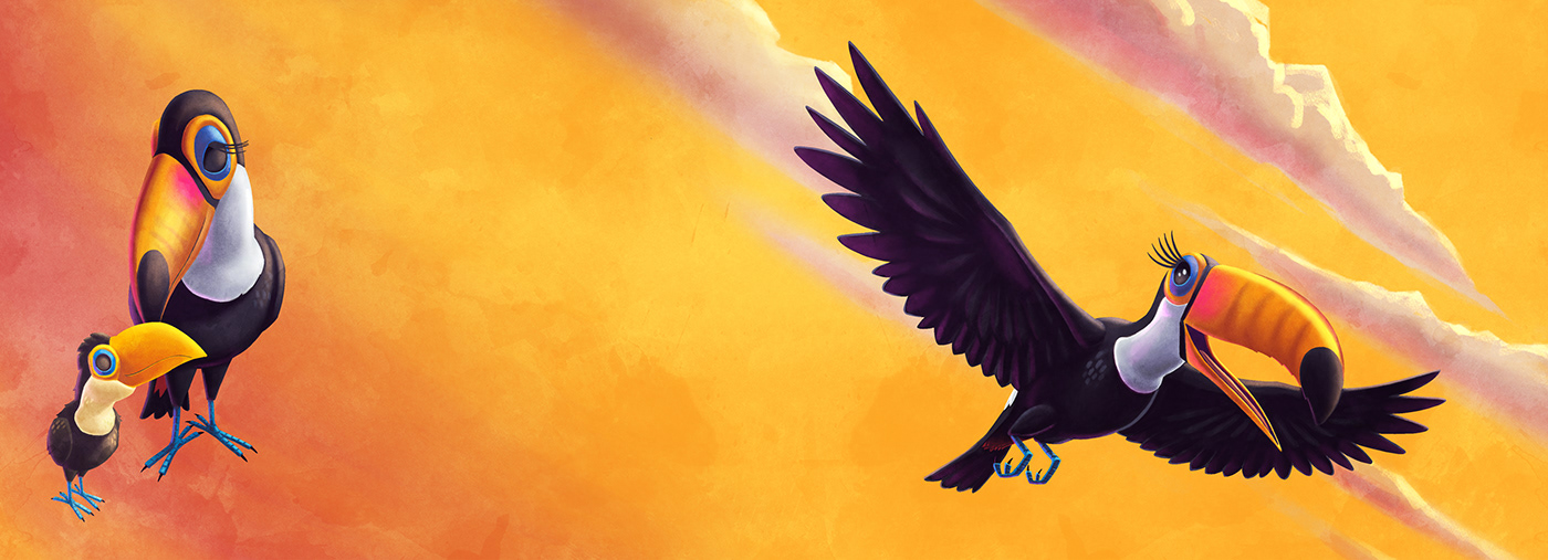 toucan bird Character design  digital illustration Procreate Editorial Illustration book cover