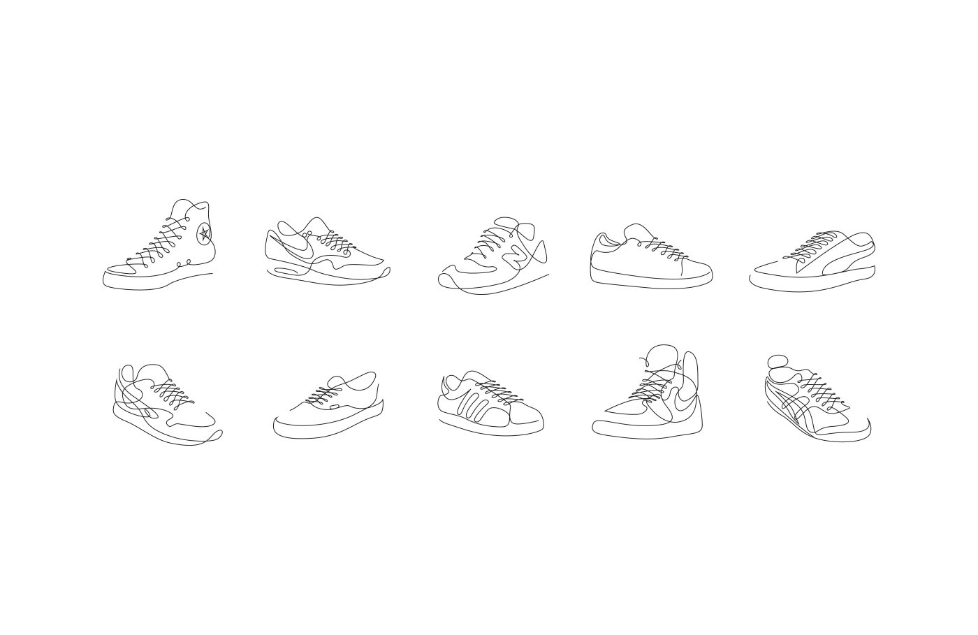 shoes sneakers continuous line Nike adidas puma Asics converse oneline lineart