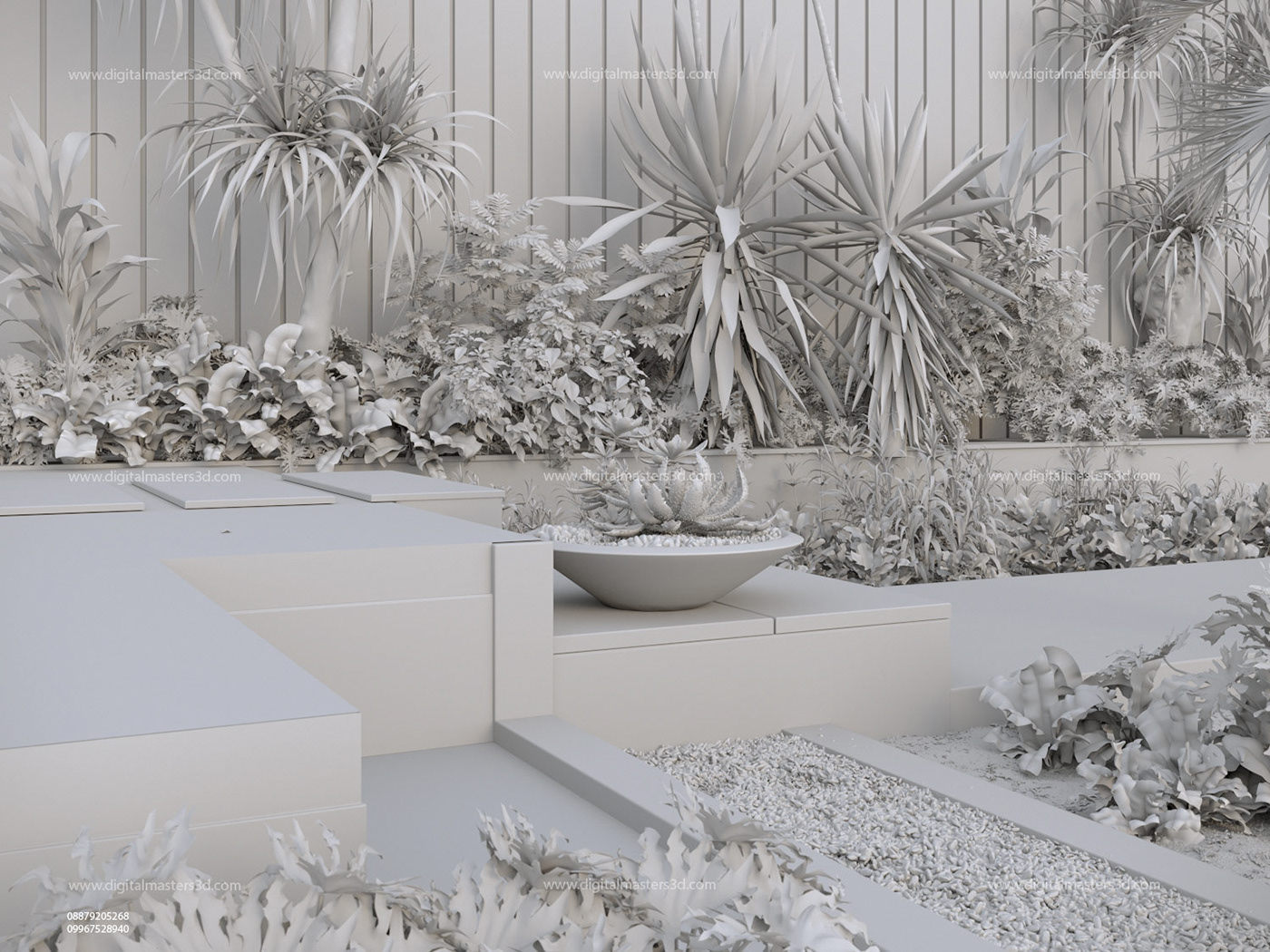 3d Max Renders corona render  garden landscape render Vray Rende