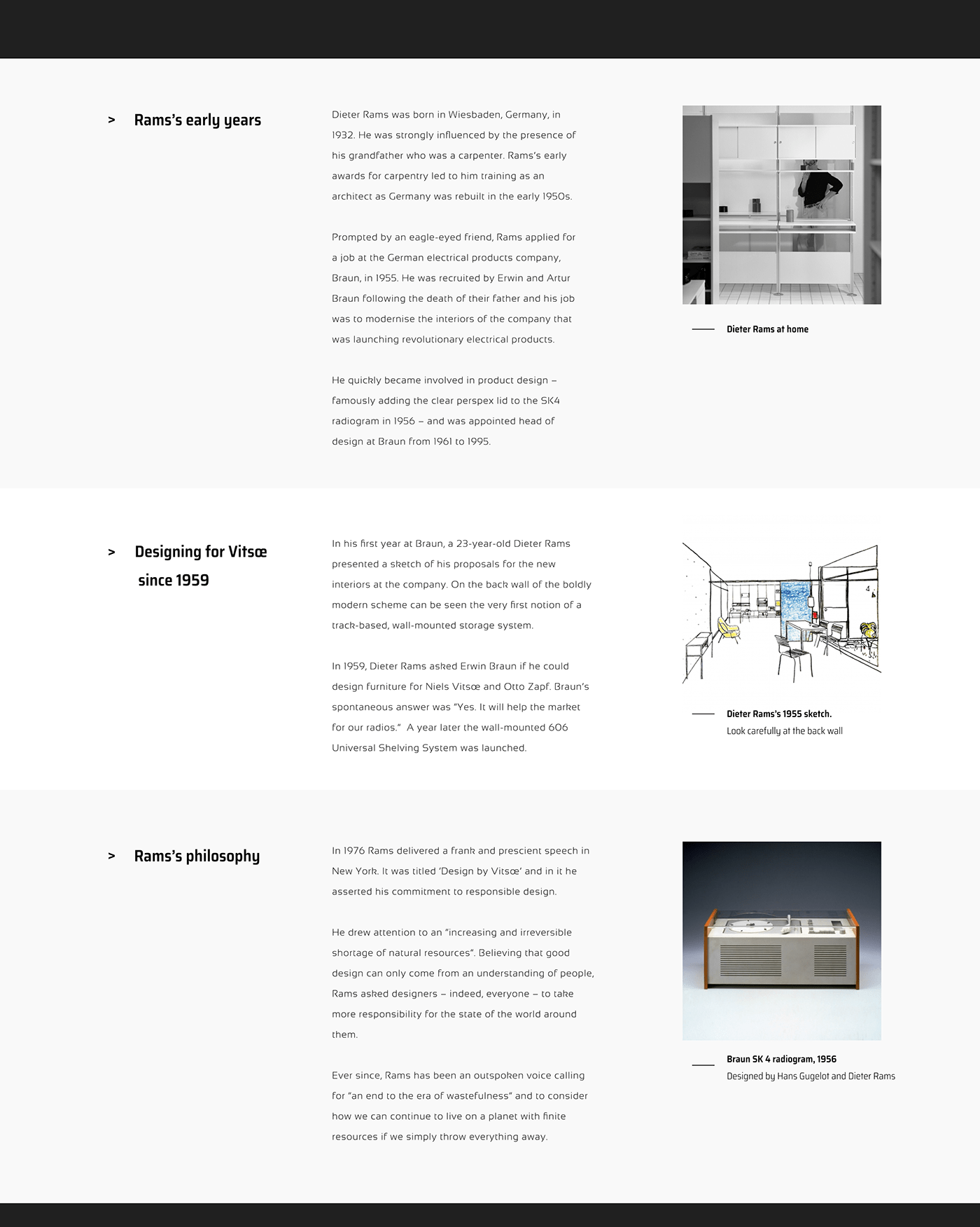 black design Dieter Rams landing minimal Project UI ux Web