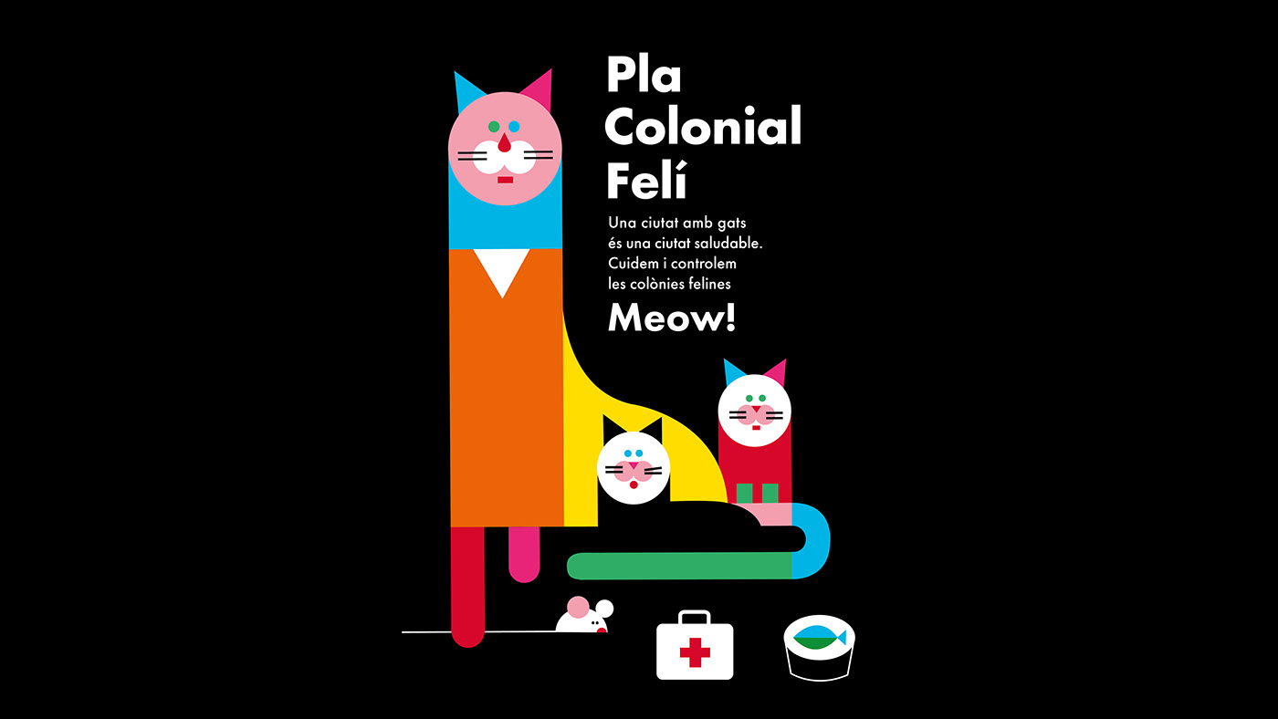 design cats poster ILLUSTRATION  colour