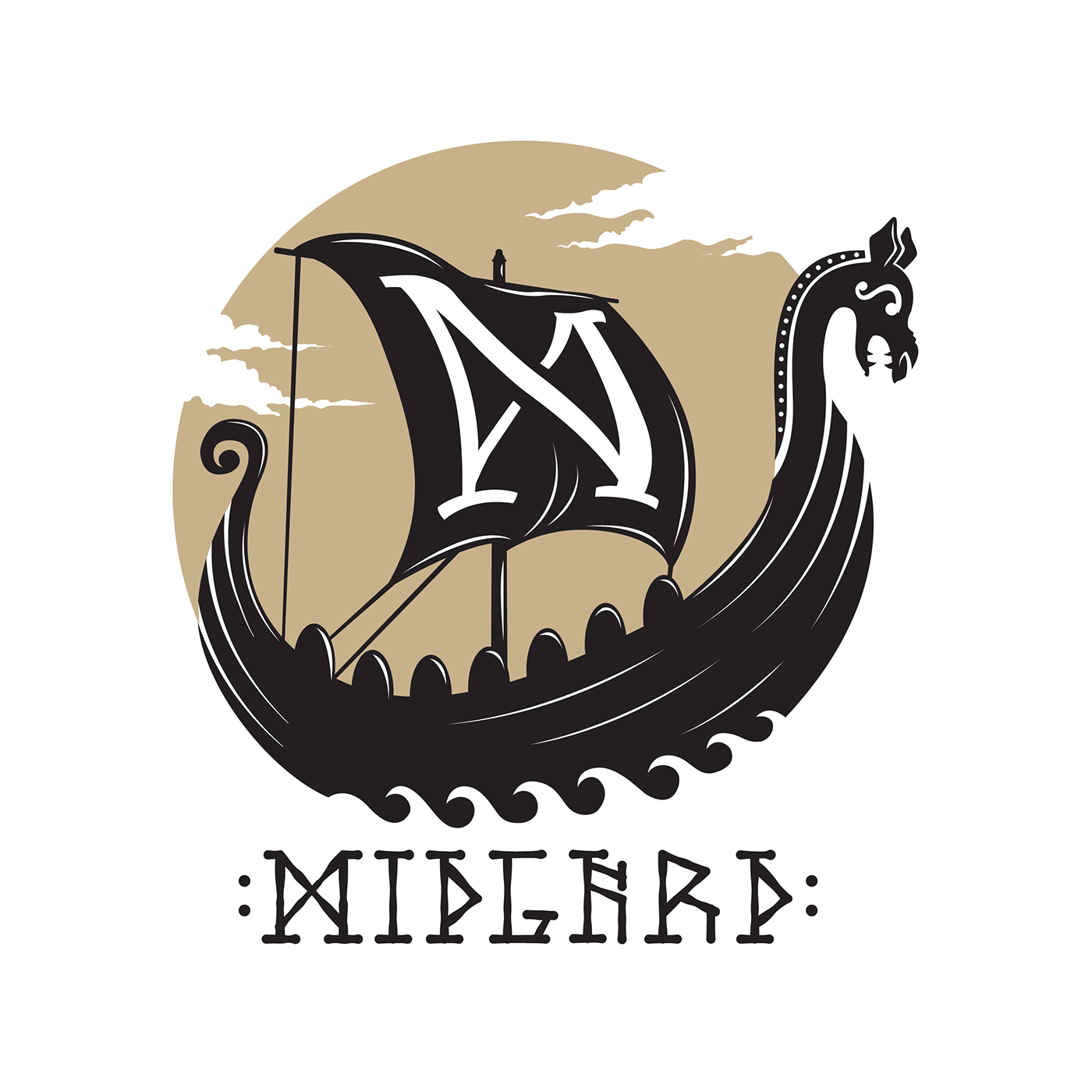 Midgard logo wacom chris honeywell Norse runes VIKING SHIP vector viking