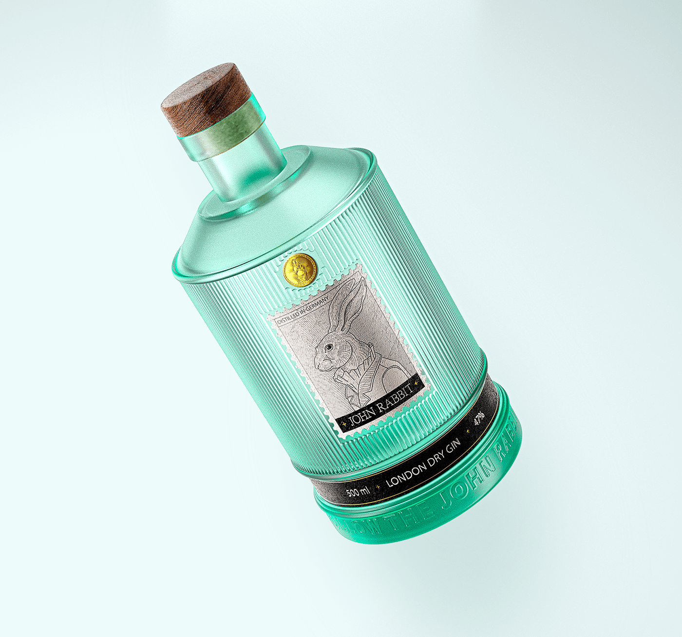 bottle concept ILLUSTRATION  Label Packaging rabbit alcohol gin packaging design for sale