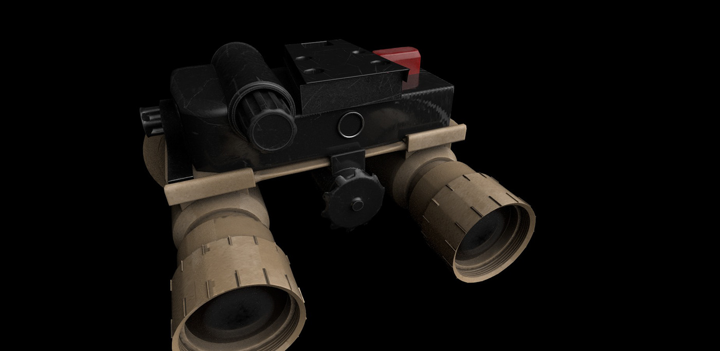 binoculars model 3D Render Maya 3d animation Substance Painter texturing lighting