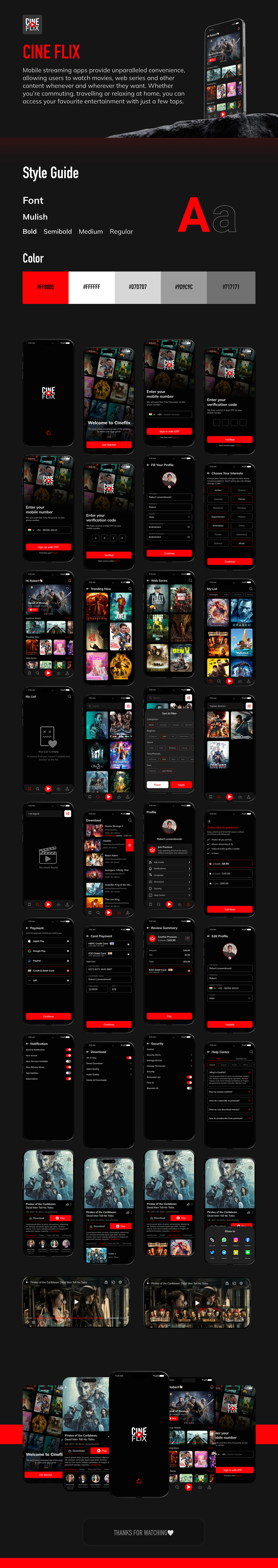 UI/UX user interface Mobile app user experience Figma movie Cinema design Entertainment tv