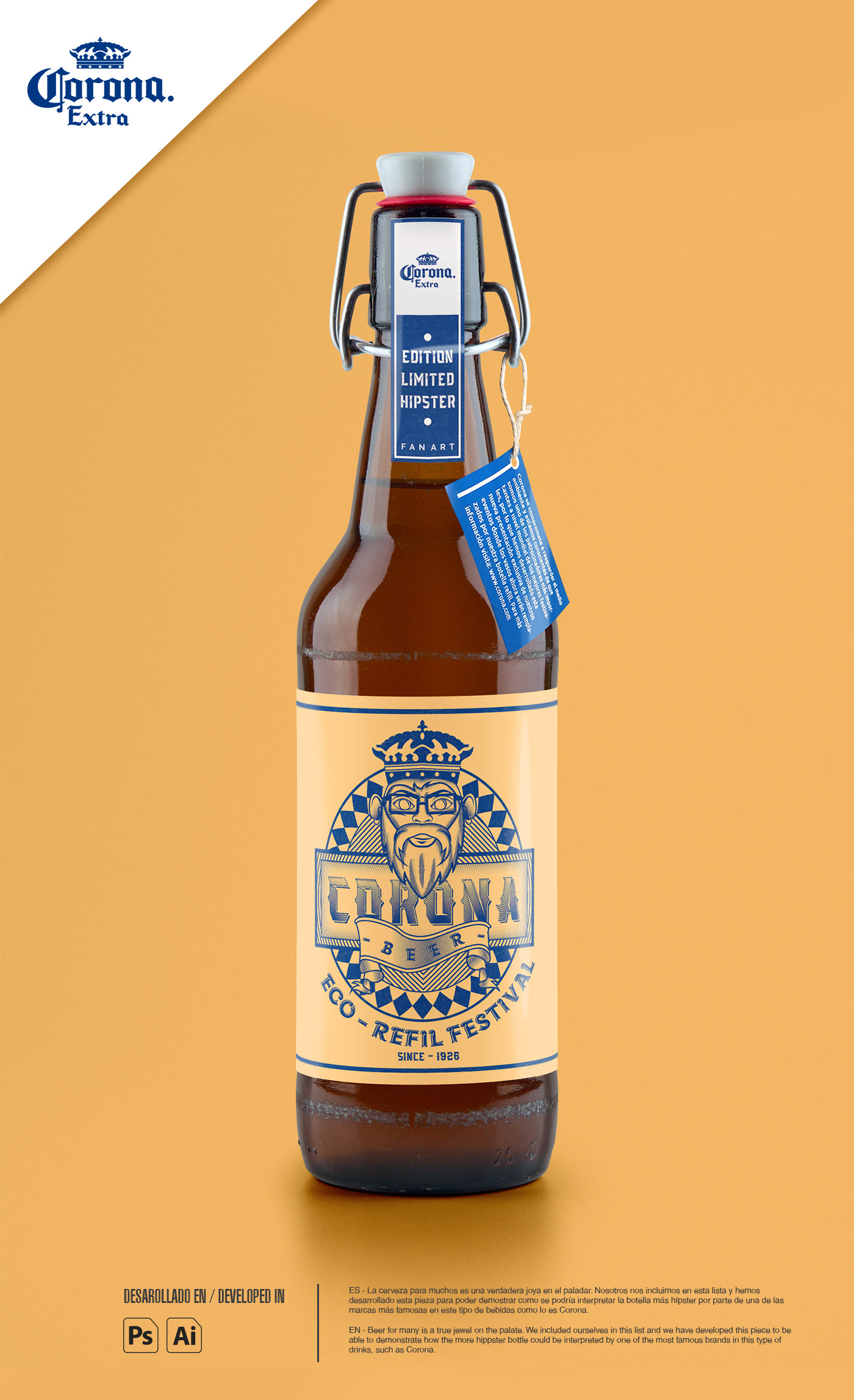 beer corona Packaging Illustrator Minimalism bottle Label