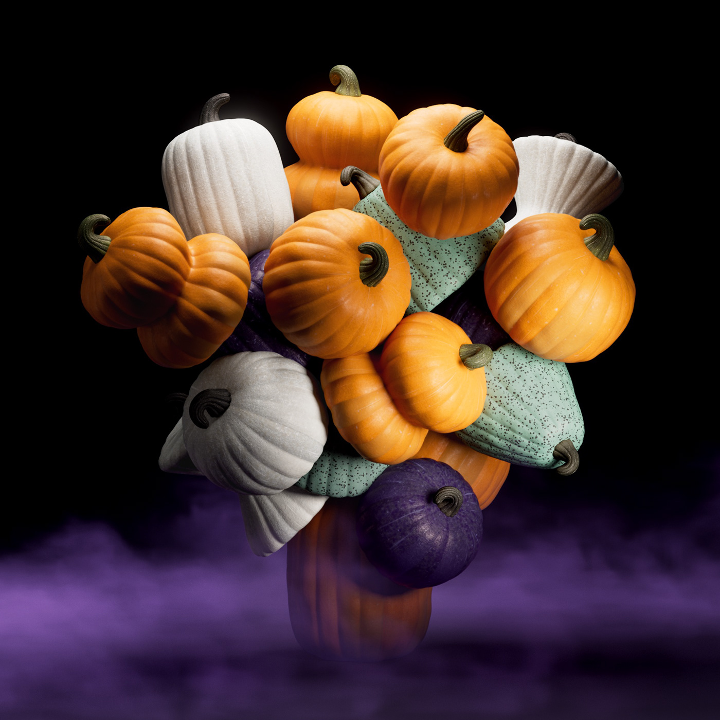 pumpkin pumpkins Halloween autumn Fall 3D Render houdini CGI Nature