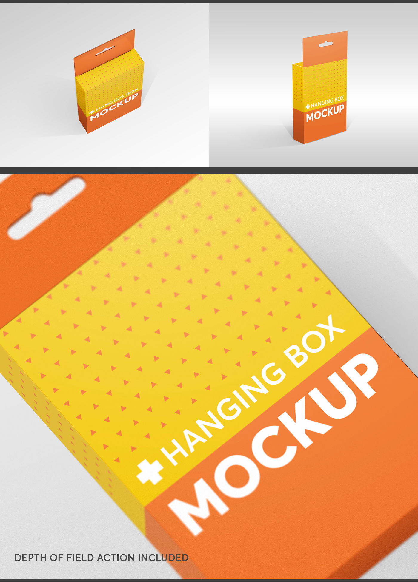Mockup box hanger hanging Packaging 3D photorealistic psd photoshop free