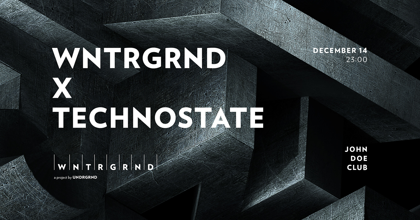 WNTRGRND amsterdam techno black concrete Brutalism architecture poster music typography  