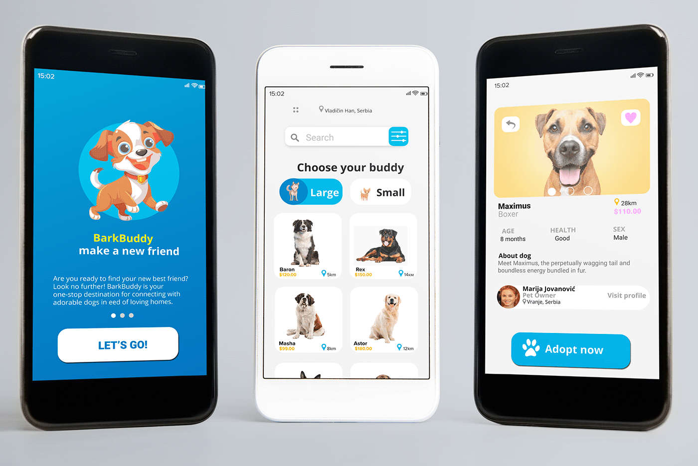 adoption bark Buddy dogs uidesign UI android ux game app