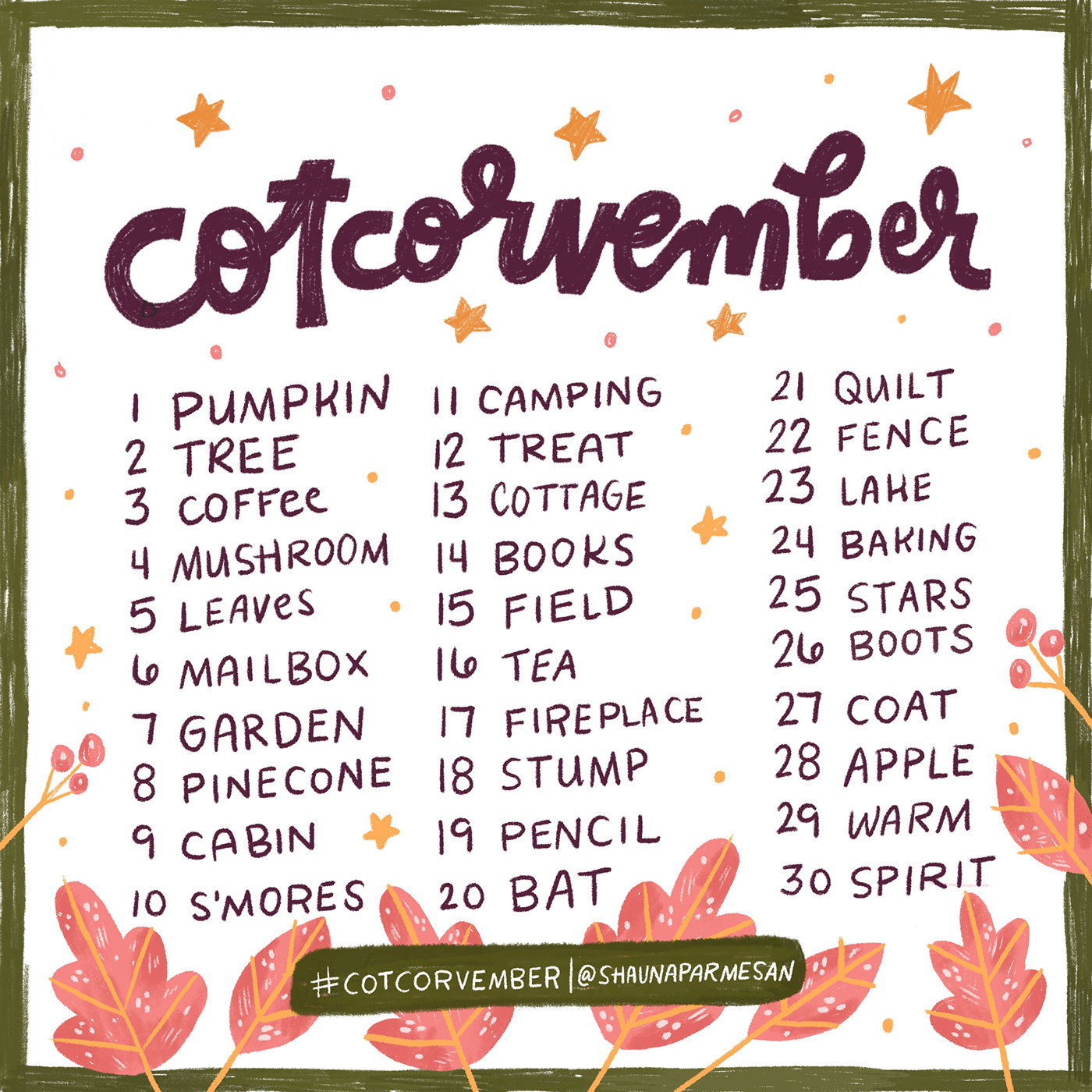 Cotcorvember November Drawing Prompts on Behance