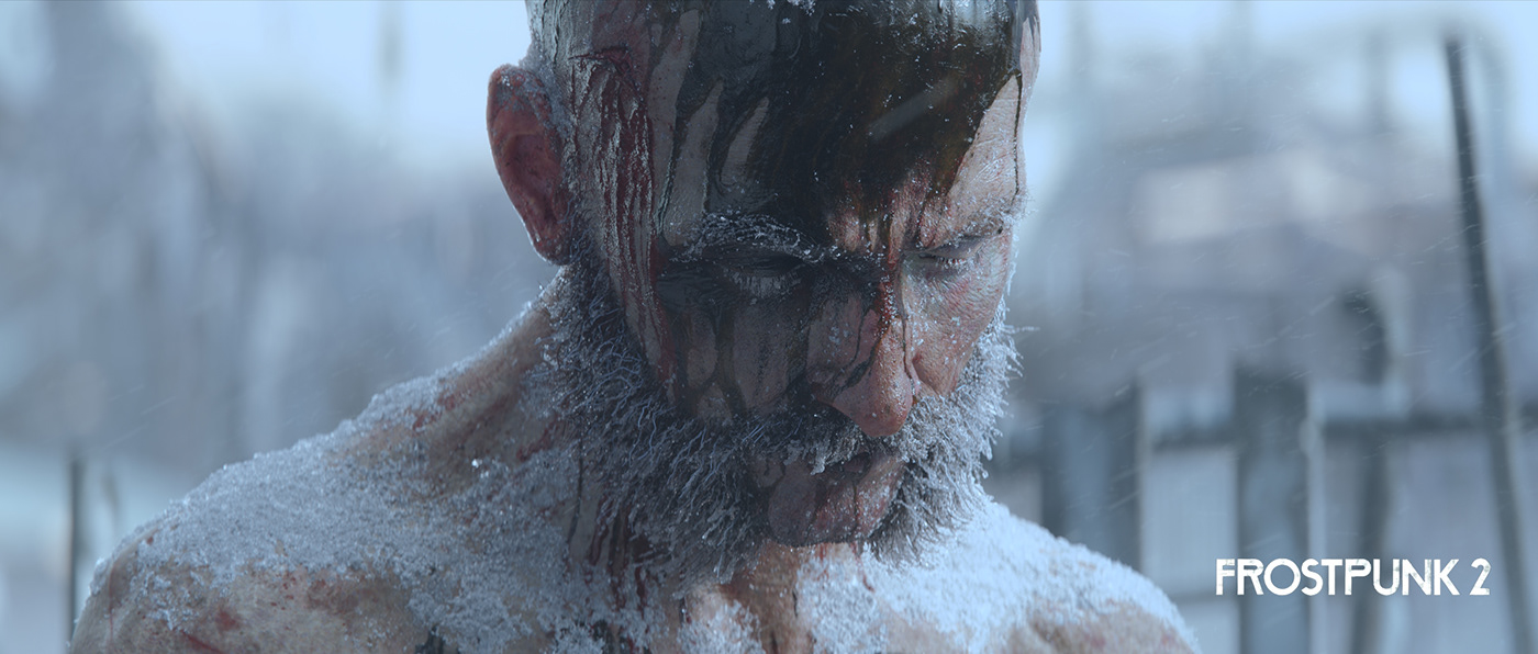 3D animation  CGI Character deep blue Frostpunk game GAME cinematic ice snow