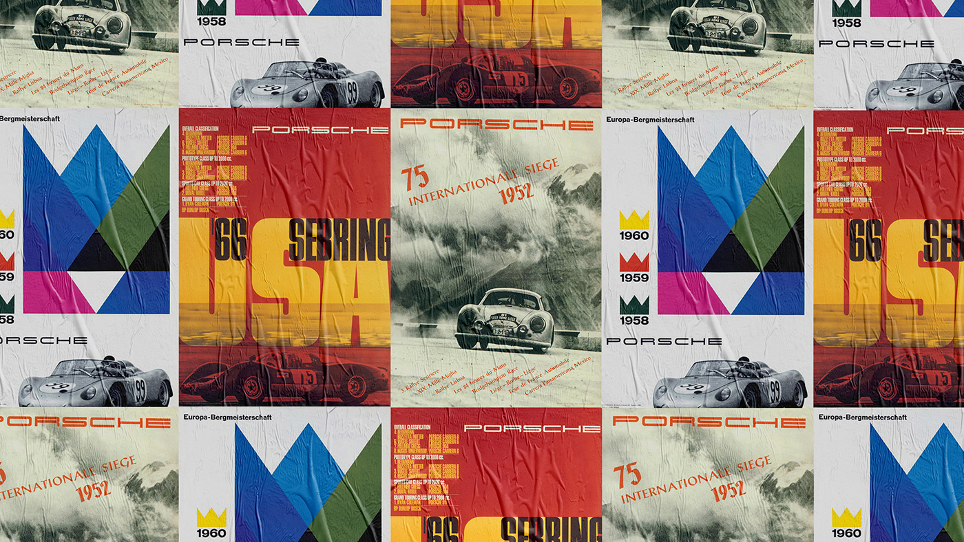 Porsche Auto posters Film   art direction  history