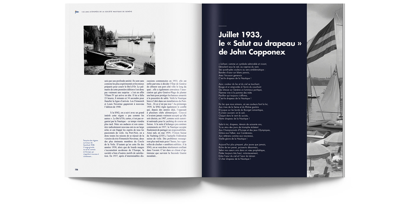 Suisse livre Anniversaire mise en page graphisme print Layout beau-livre geneve nautique