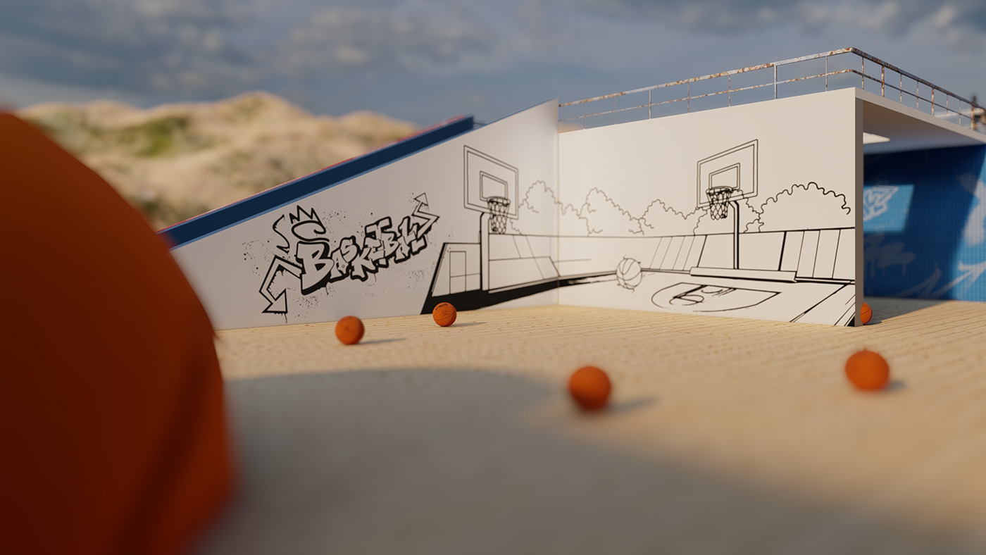 basketball summer egypt Event NBA beach sports court activation art direction 
