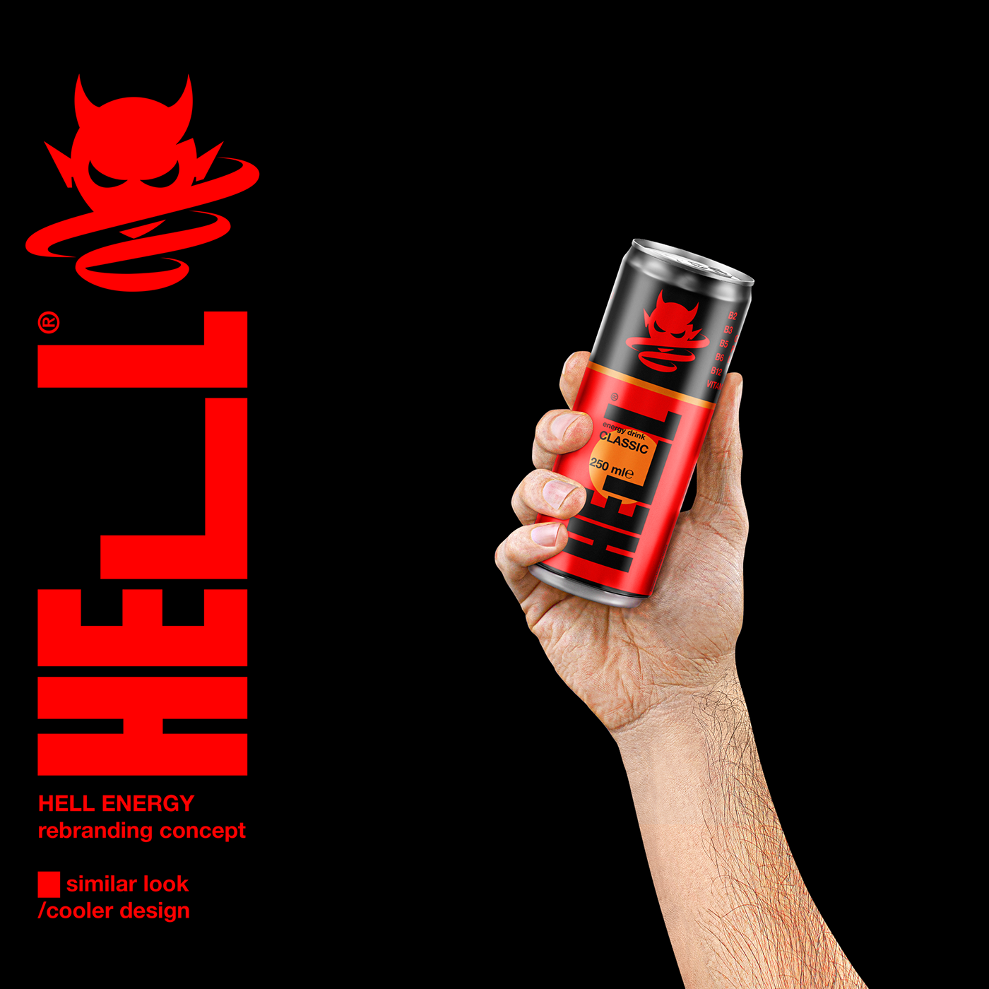 energy drink redesign hell energy drink Hell Energy rebranding Rebranding Design Logo redesign soda can design Drink Packaging