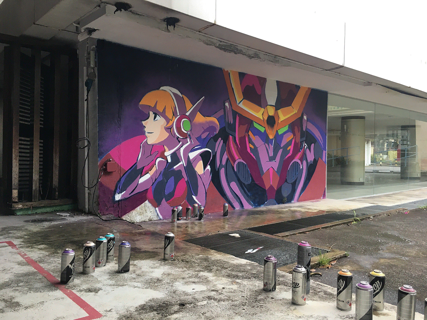 singapore graffiti anime graffiti Mural Street Art  Graffiti spray paint anacathie freakyfir studiomoonchild mecha
