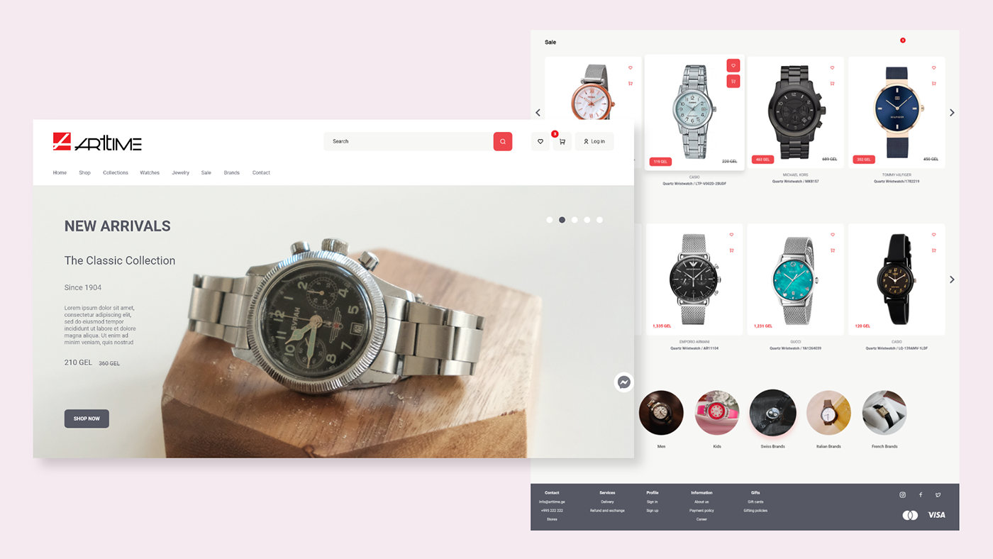 Ecommerce grey mobile redesign UI user interface Web e-commerce online online store Watches