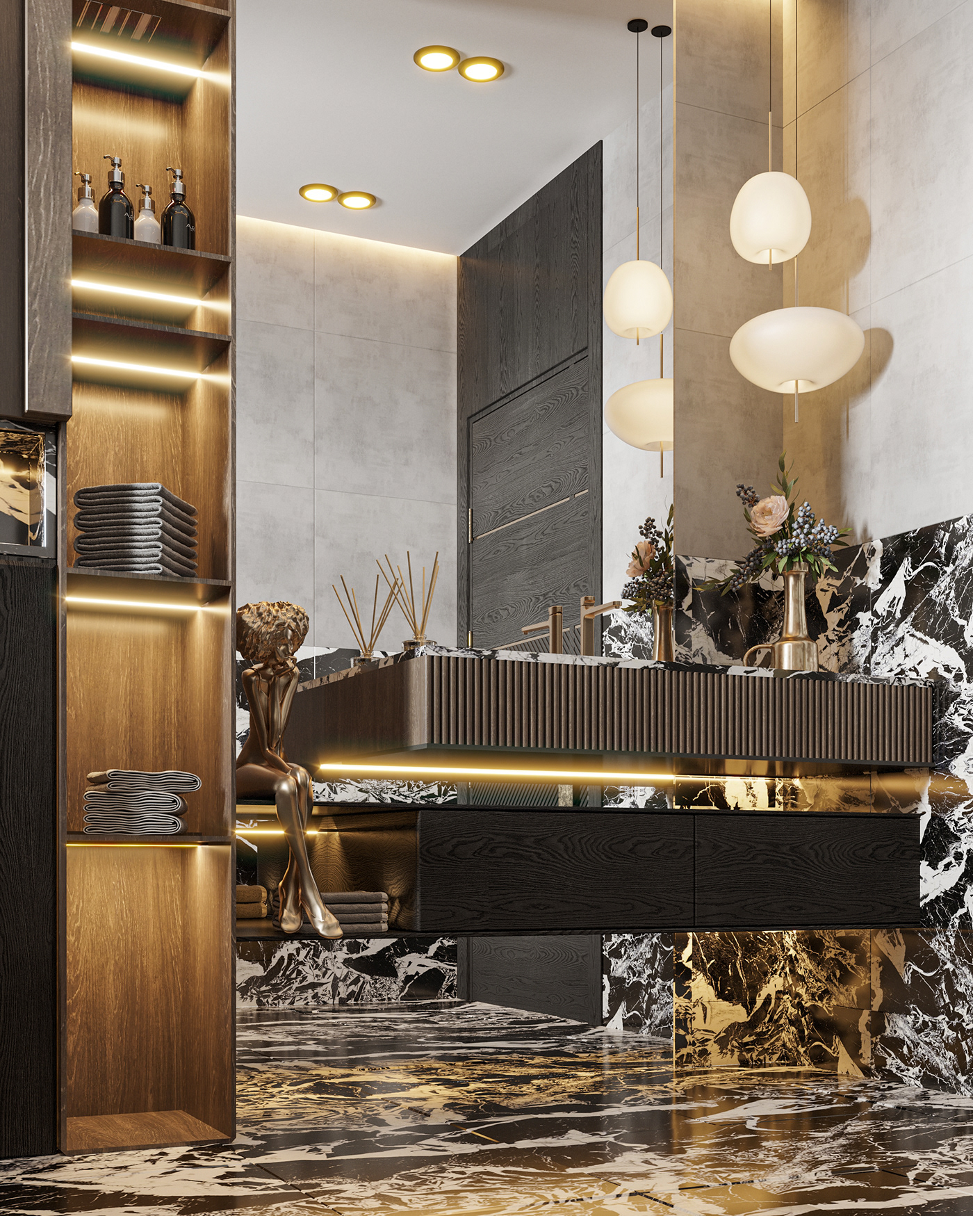 3D 3ds max architecture bathroom corona interior design  luxury modern Render visualization