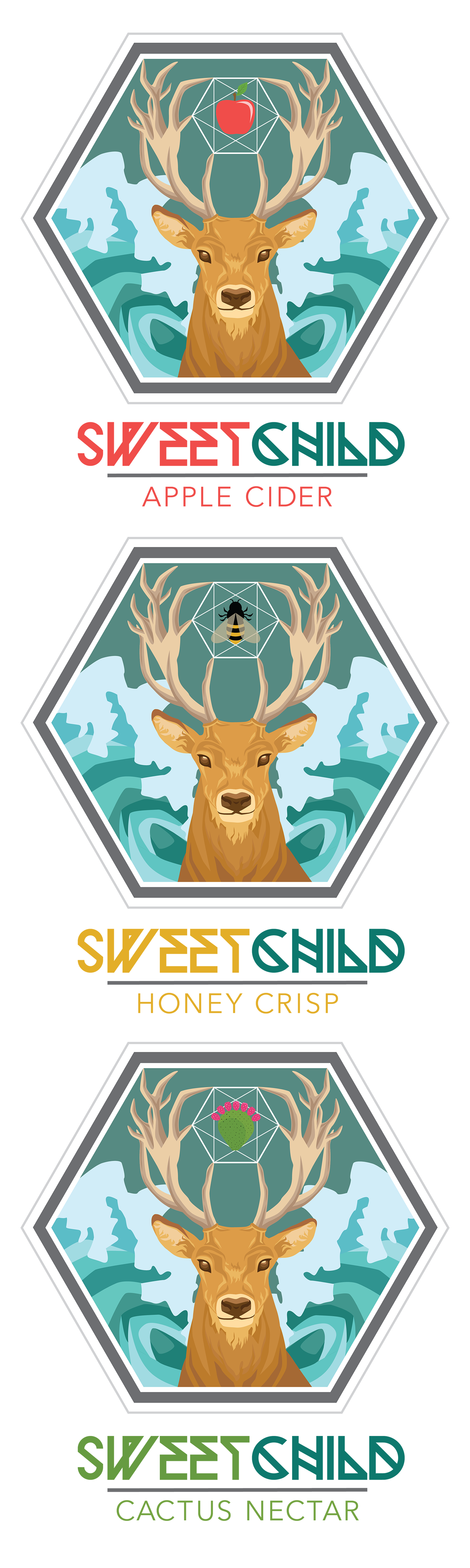 beer logo deer apple honey cactus waves Illustrator vectors