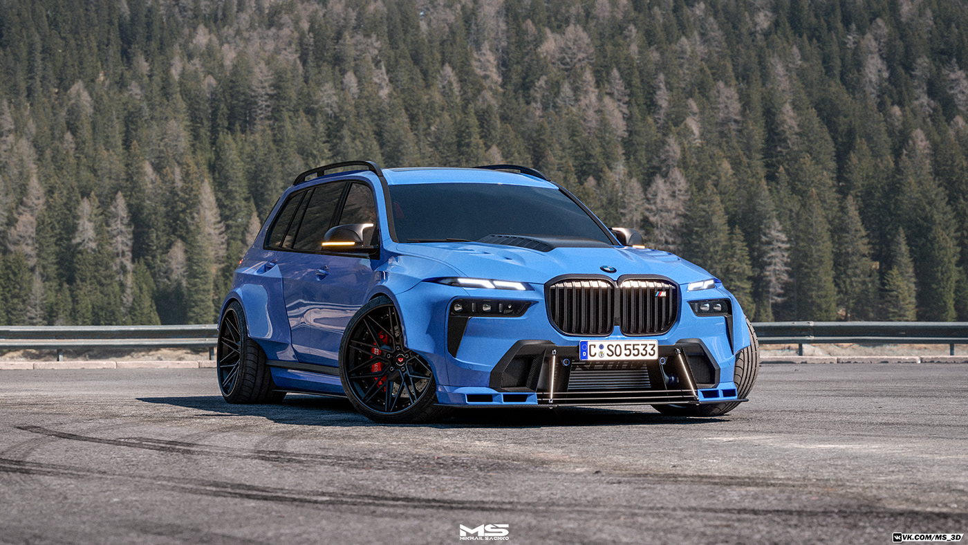 car Cars BMW 3D CGI Vehicle automotive   Render Vizualization BMWX7M