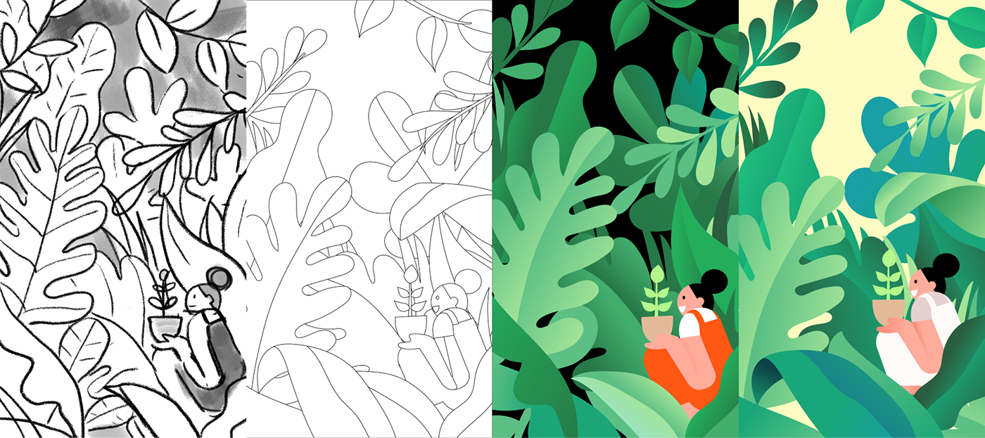 adobe illustrator Character design  Flowers green ILLUSTRATION  leaf leaves Nature plants vector