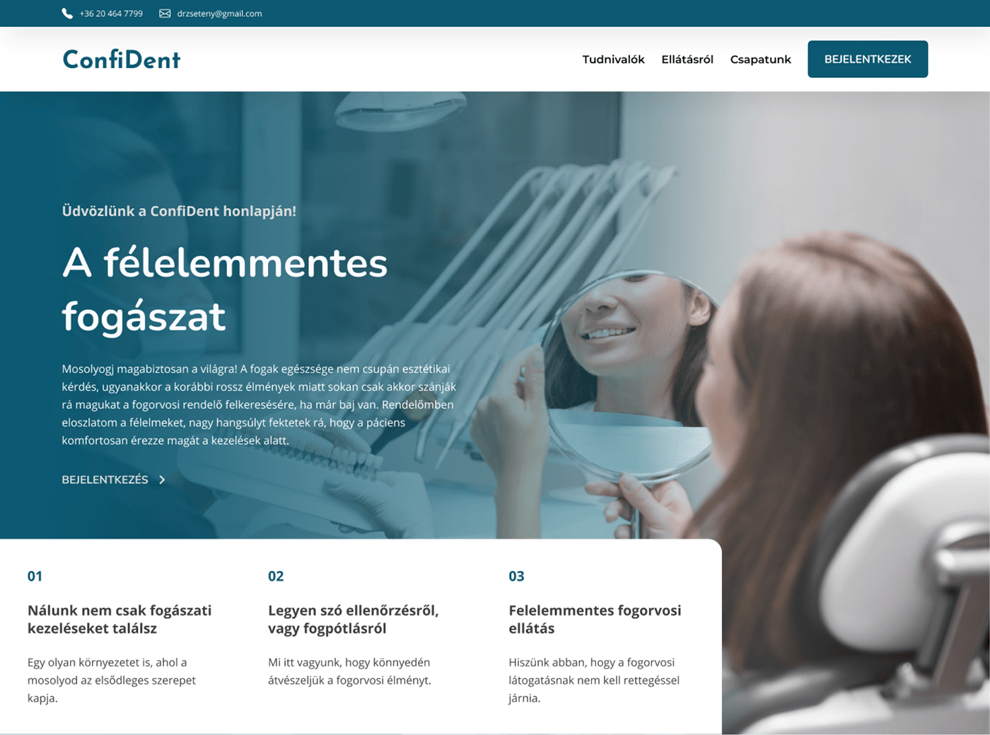 design UI/UX Web Design  Website healthcare dentist clinic Fearless Webdesign landing page