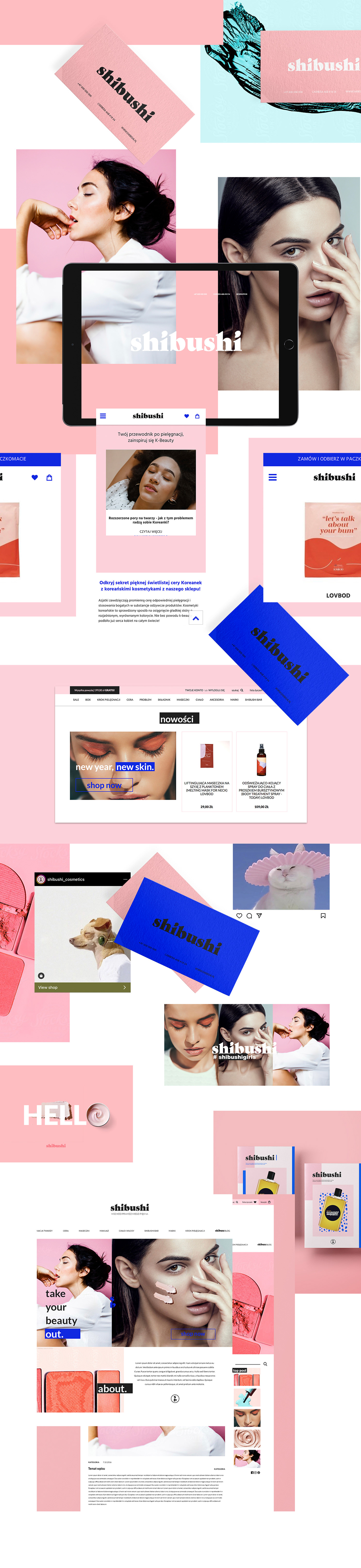 beauty branding  cosmetics Ecommerce identity korean logo shibushi shop Webdesign