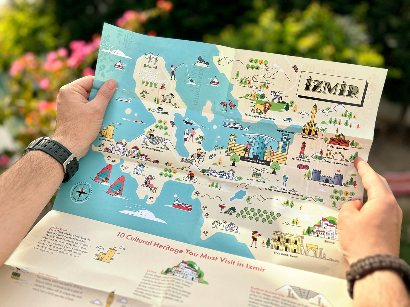 city design Guide ILLUSTRATION  izmir map tourist Travel vector