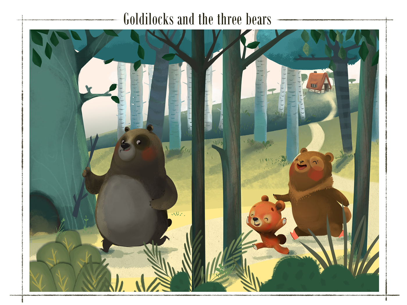 ILLUSTRATION  goldilocks kids fairy tale Mobile app bear goldilocks and the three bears