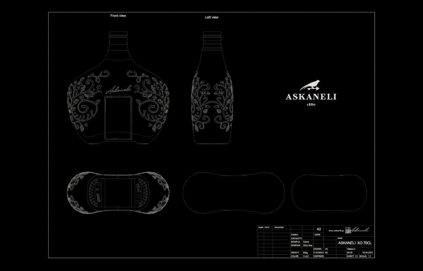 3d modeling askaneli bottle design Brandy brandy bottle design Cognac label design Packaging packaging design product design 