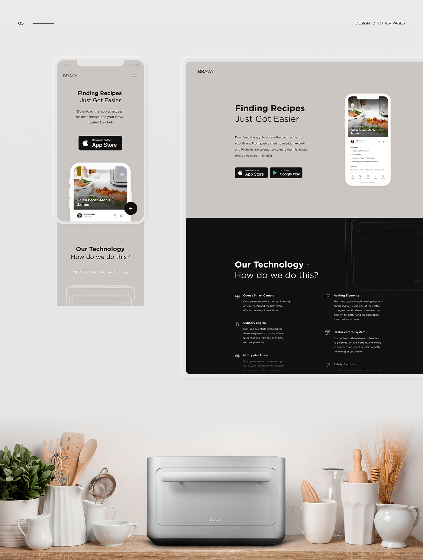 Interface kitchen interaction oven UI ux 3D Web Website White