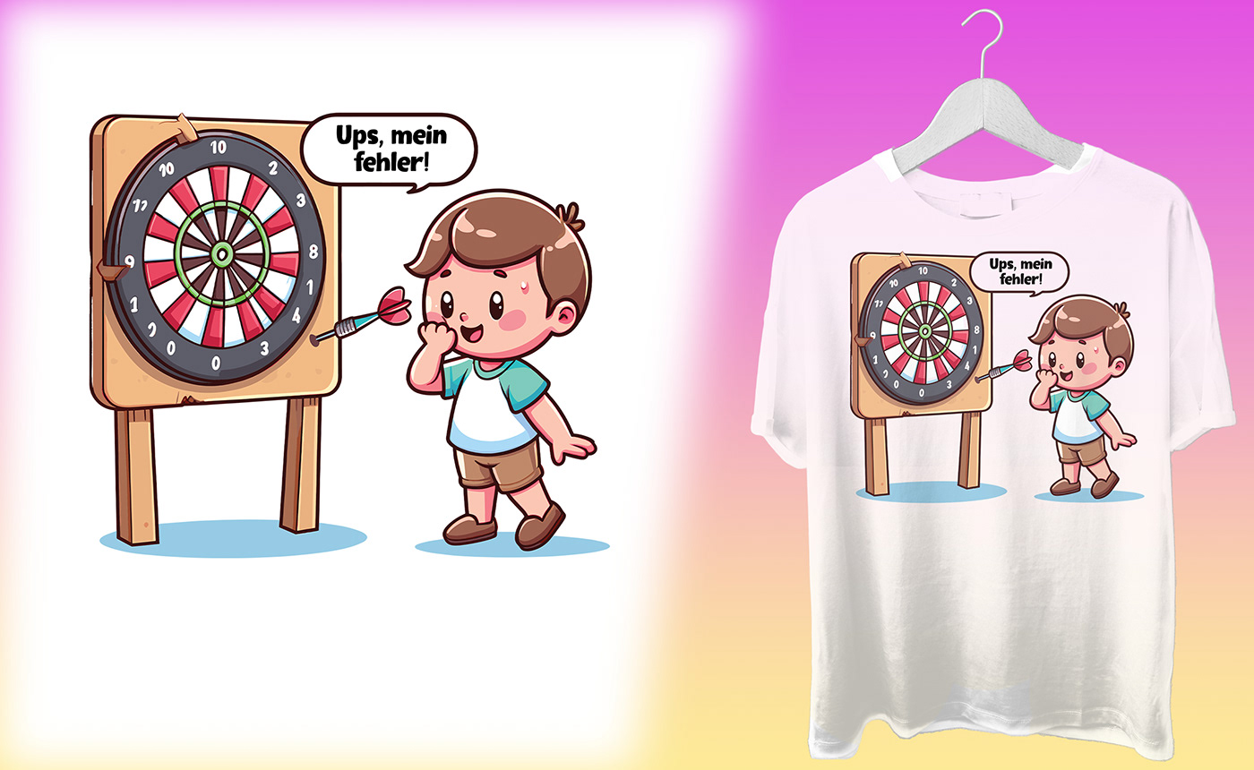 dart design funny t-shirt Casual wear graphic tee kids apparel playful typography Children’s fashion Comical print. Humorous apparel