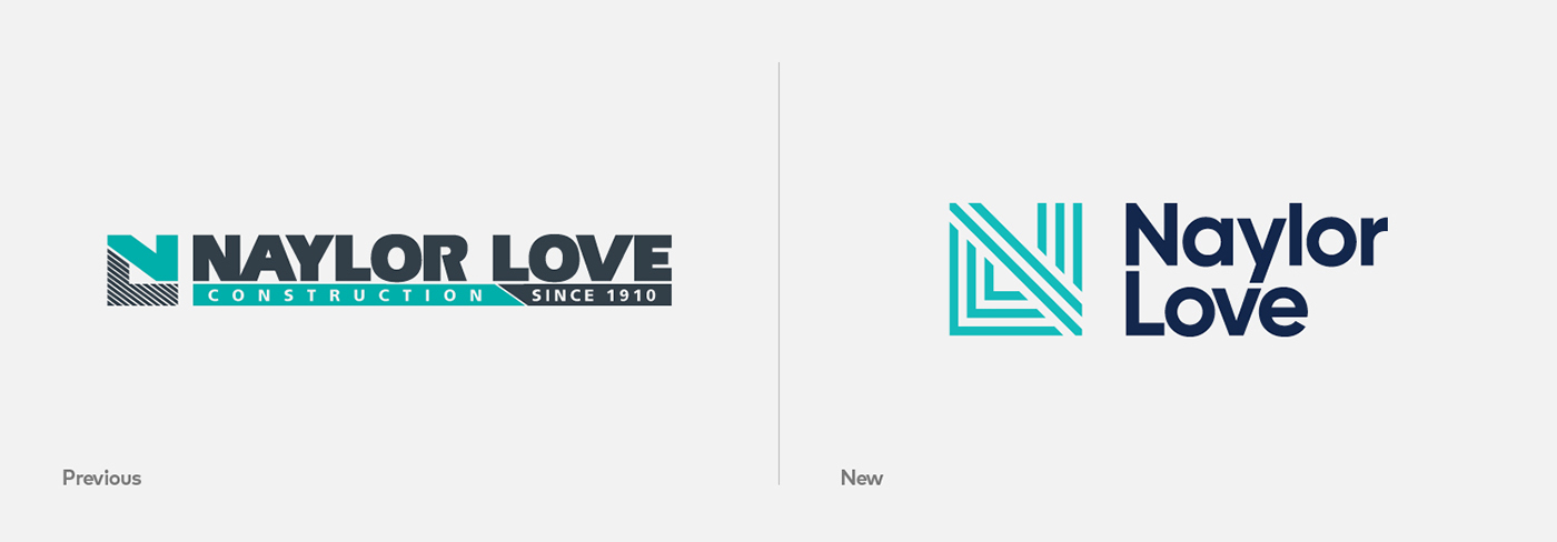branding  construction company naylor love identity logo minimal grid Layout guidelines brand guidelines