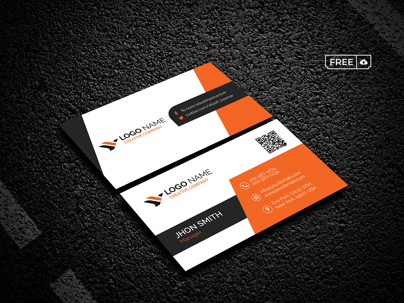 business card clean creative Modern Design orange card personal business card professional visitingcard