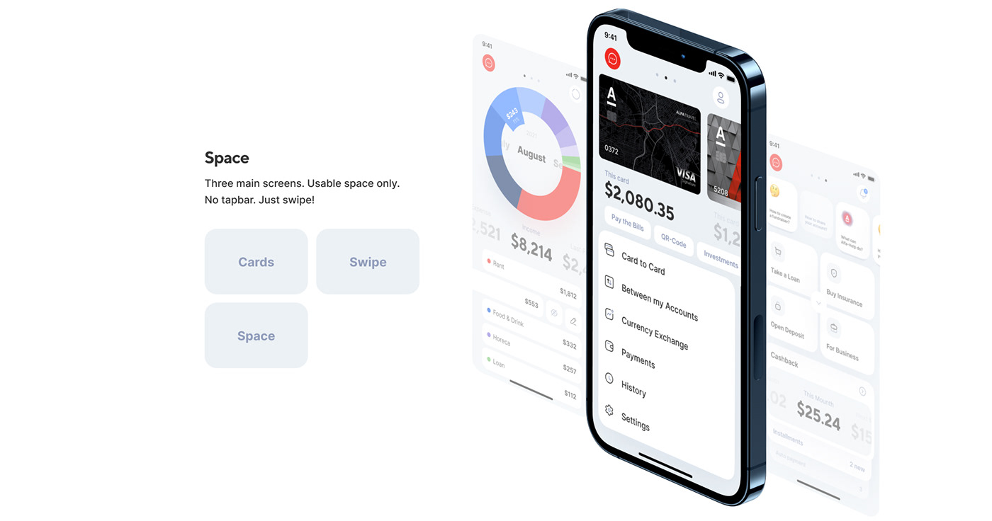 app apple Bank card ios minimal UI ux White banking
